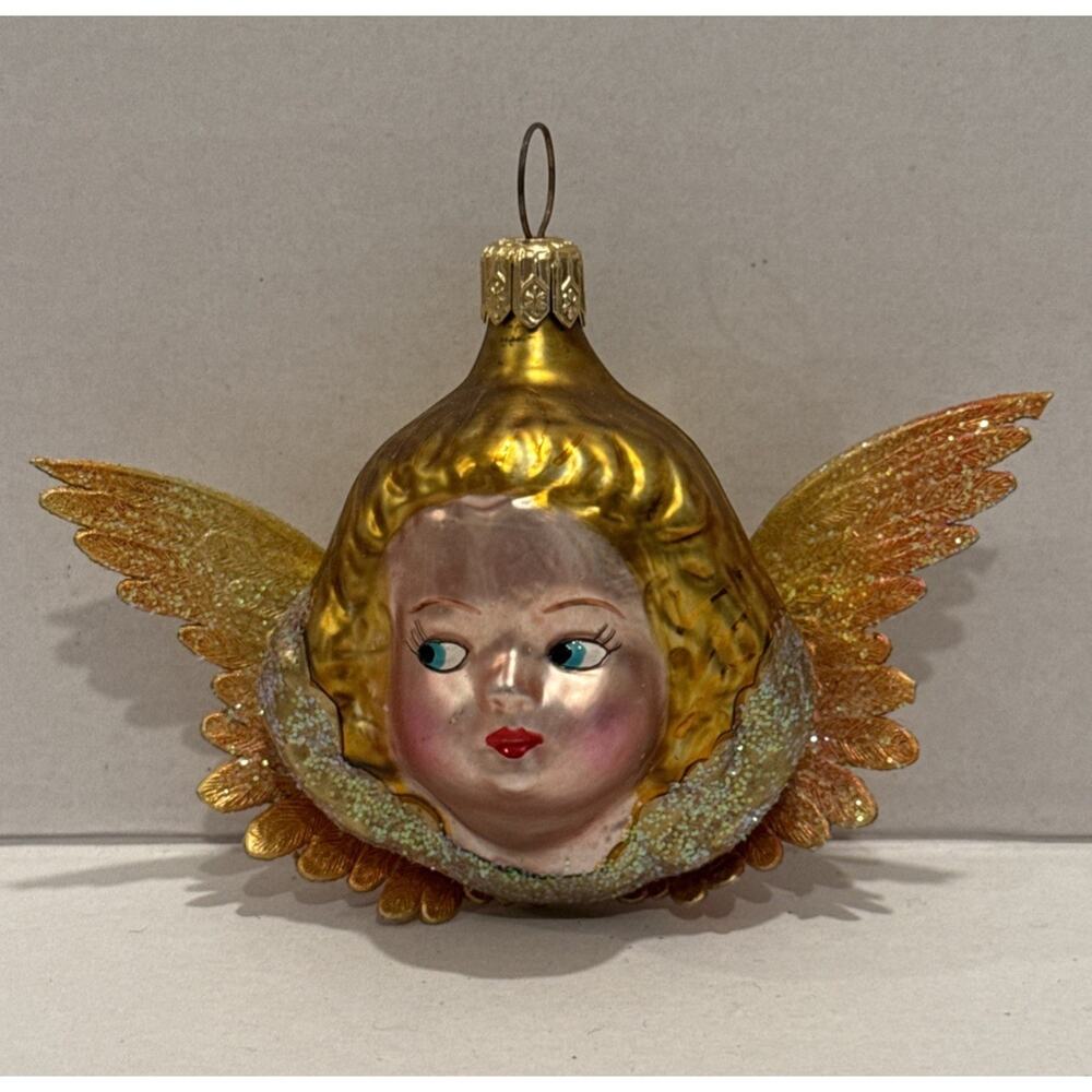 CHRISTOPHER RADKO CHERUB 3" ANGEL‎ ORNAMENT GOLD RARE VINTAGE CHRISTMAS